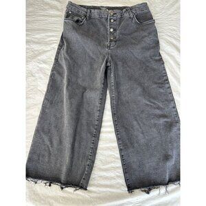 Time & Tru Womens Black Cropped Jeans‎ 18 cropped cotton wide leg zipper pockets